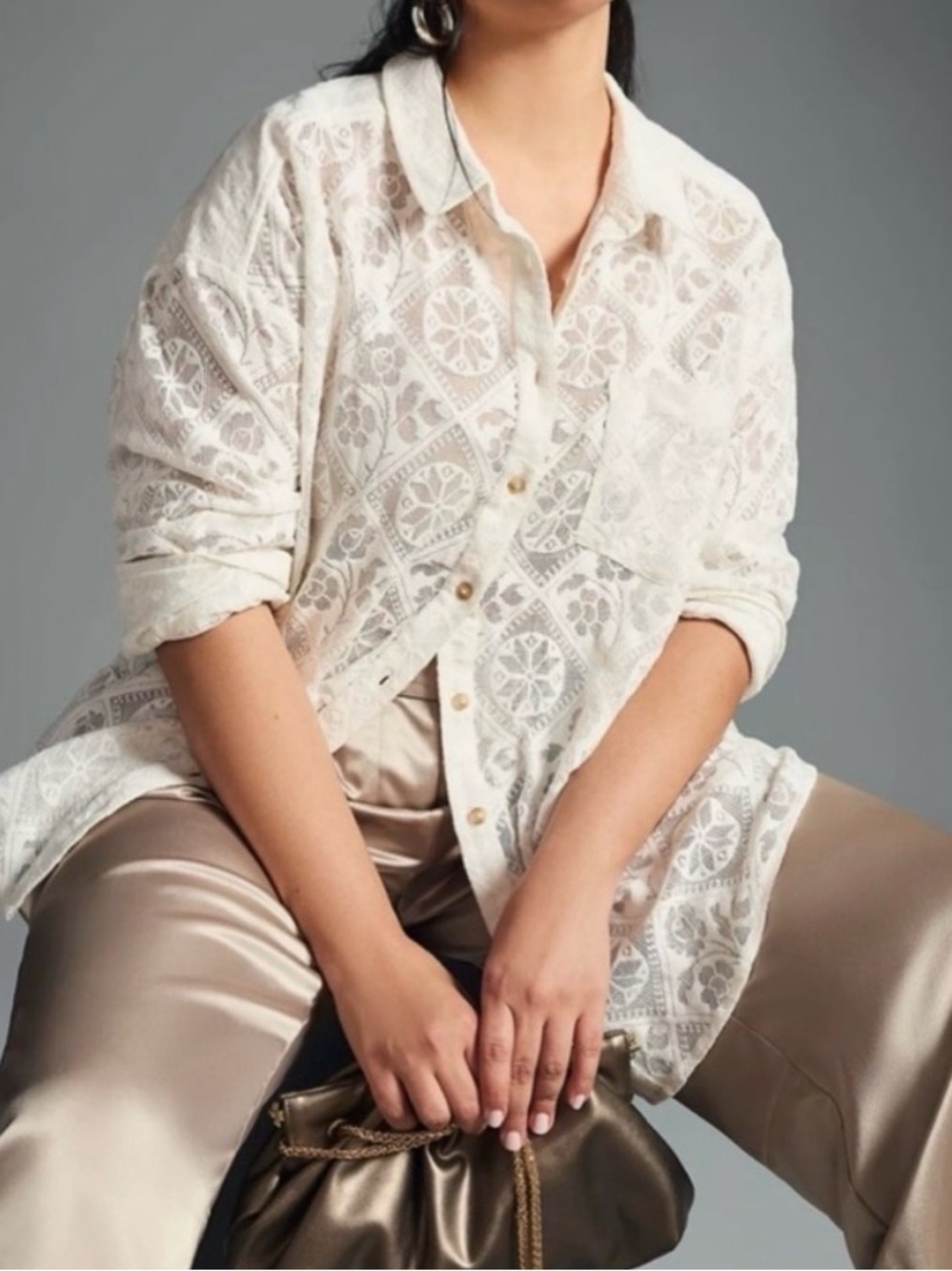 Anthropologie Pilcro lace crochet blouse top 3x